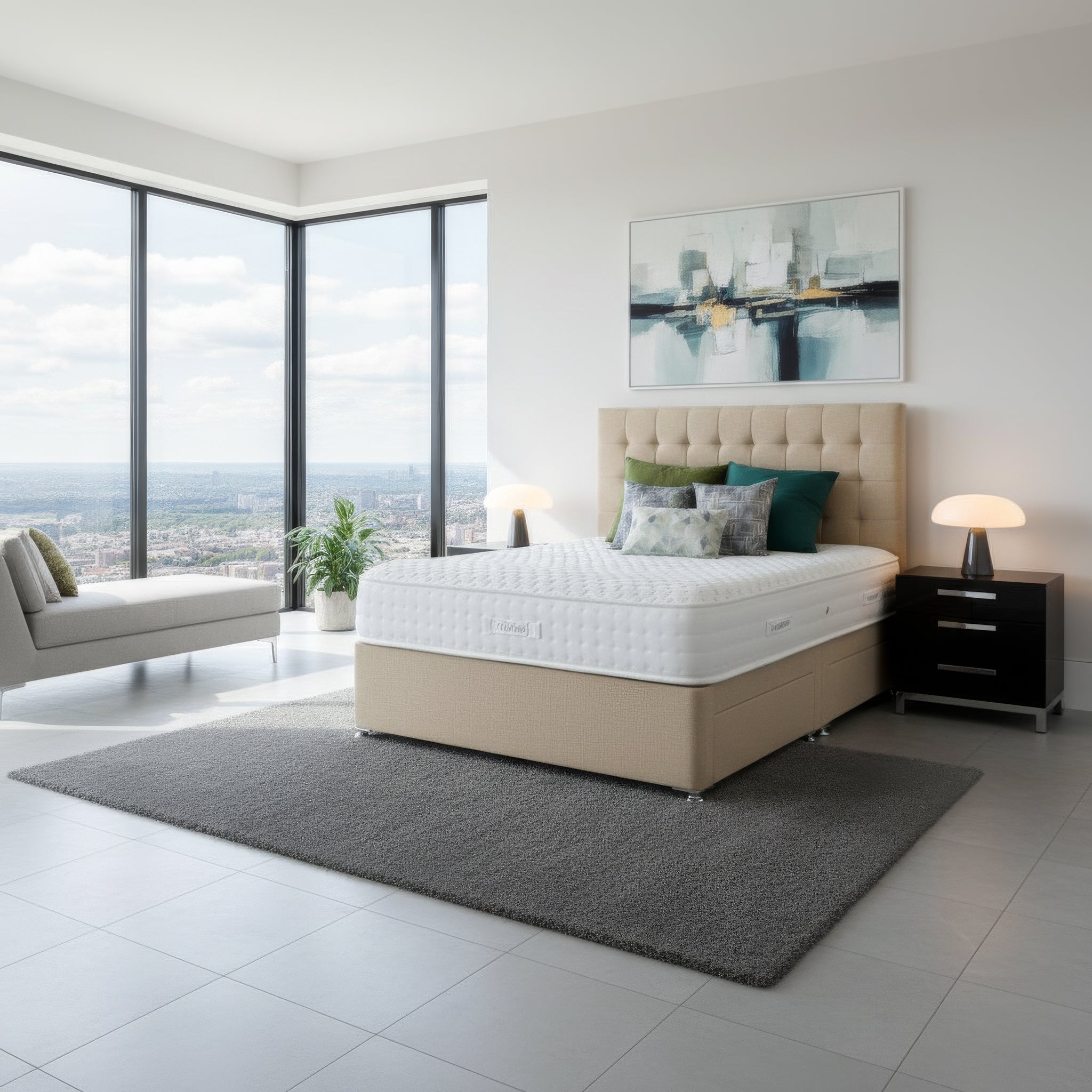 Arighi Bianchi 4 Drawer Bed Base in Daytona Stone