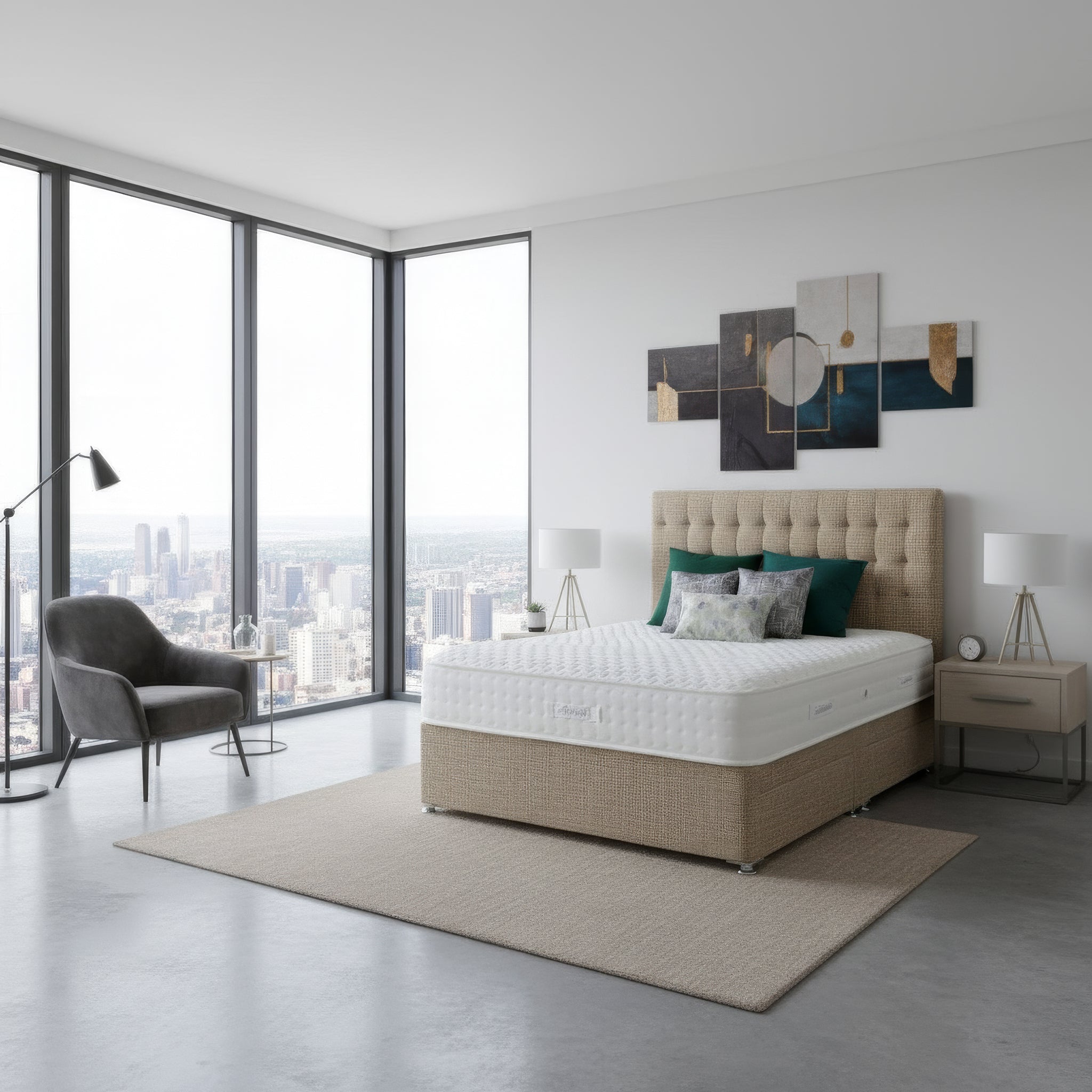 Arighi Bianchi 4 Drawer Stamford Bed in Ascot Biscuit