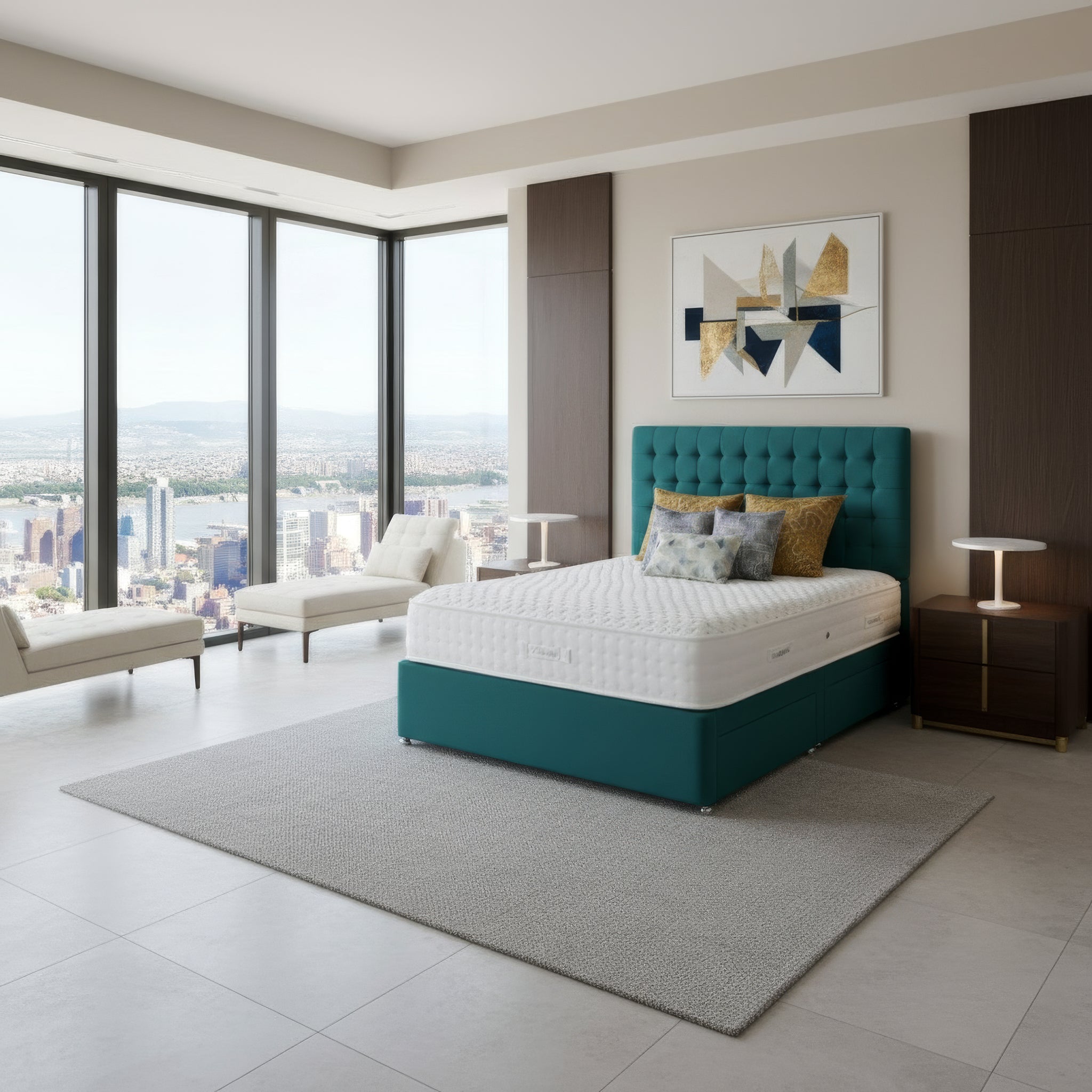 Arighi Bianchi 4 Drawer Stamford Bed in Daytona Ocean