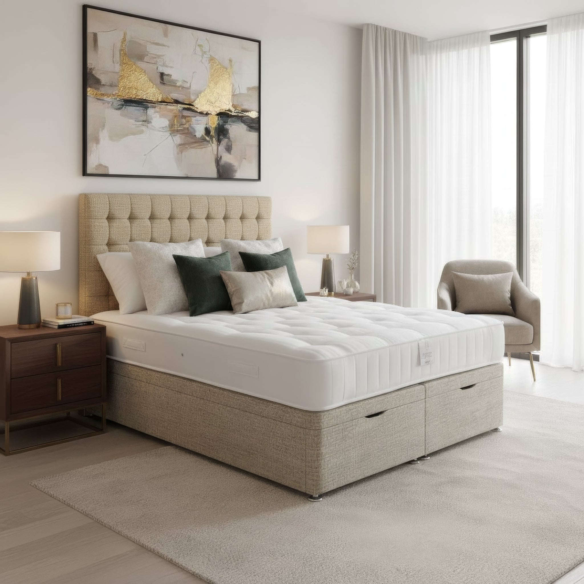 Arighi Bianchi Ottoman Stamford Bed in Alaska Silver