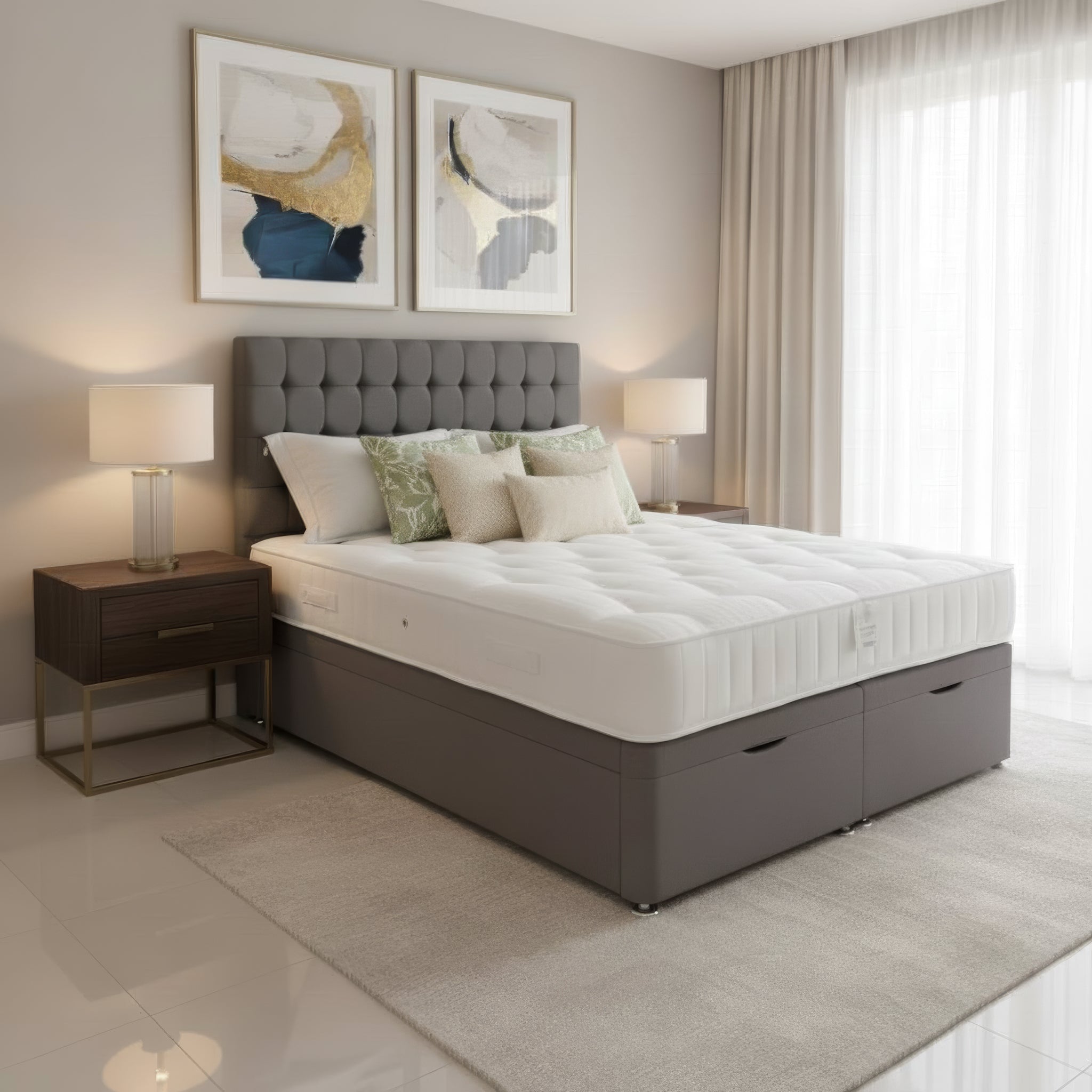 Arighi Bianchi Ottoman Stamford Bed in Daytona Silver