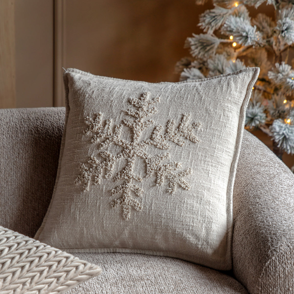 Embroidered Snowflake Cushion