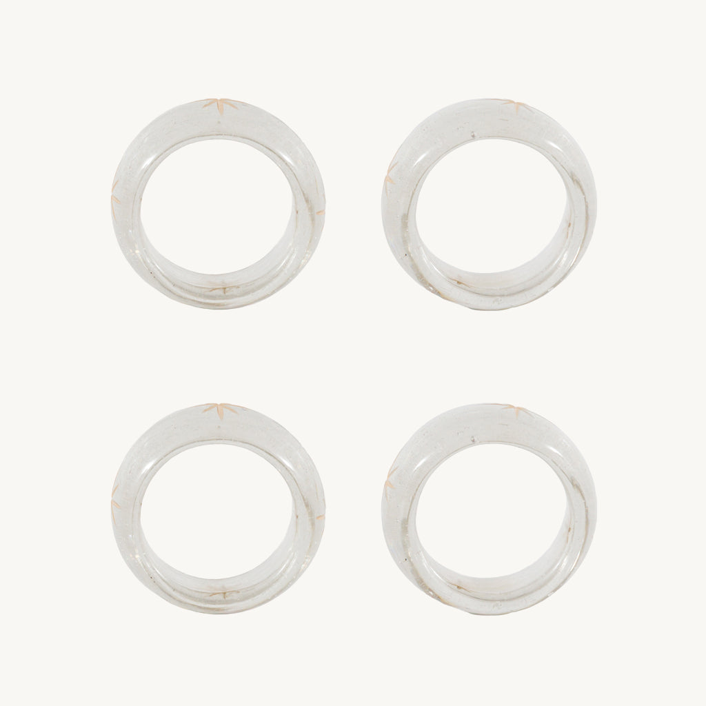 Set of 4 Snowflake Glass Napkin Rings