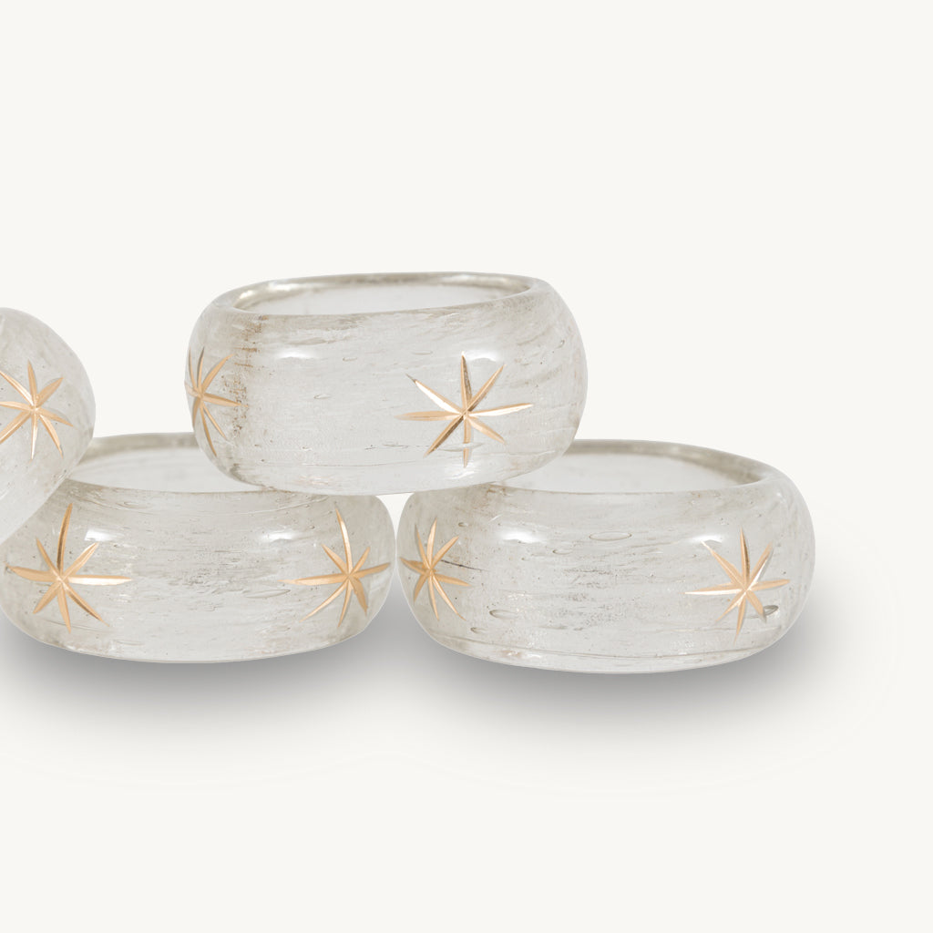 Set of 4 Snowflake Glass Napkin Rings