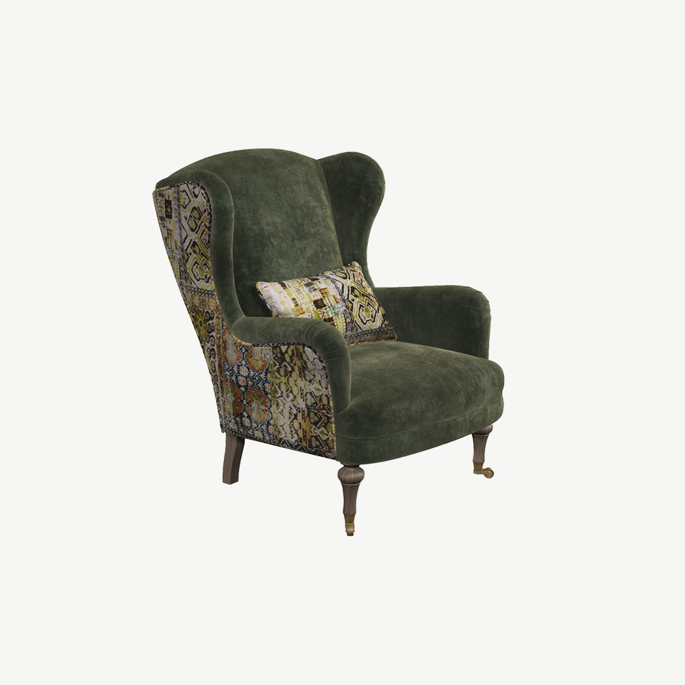 Spink & Edgar Garland Chair in Opium-Emerald-and-Rio-Olive