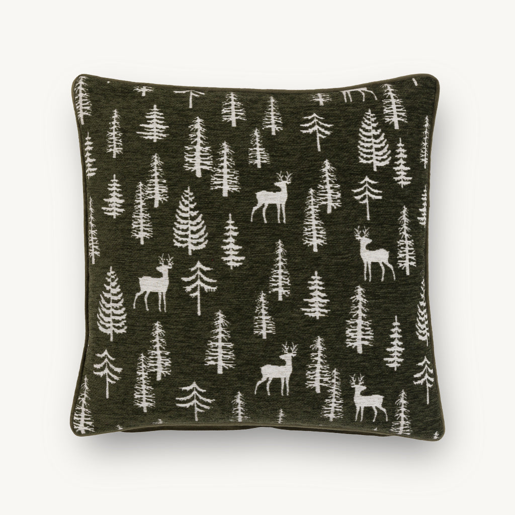 Velvet & Chenille Festive Stag Cushion