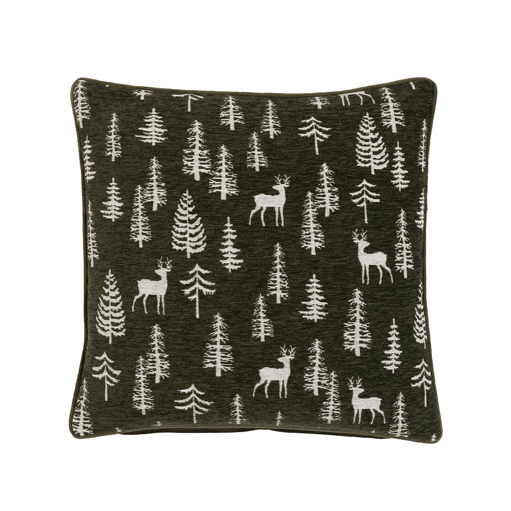 Velvet & Chenille Festive Stag Cushion