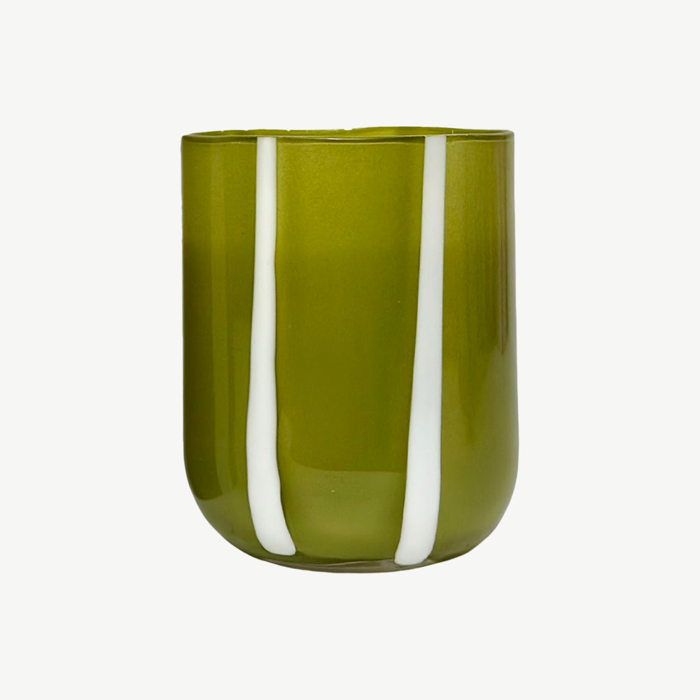Stripe Glass Tumbler in Olive