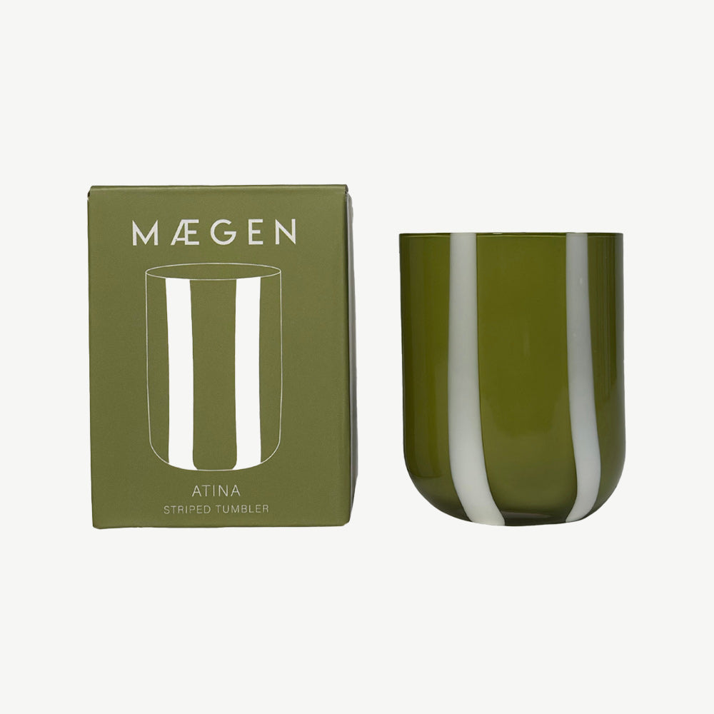 Stripe Glass Tumbler in Olive
