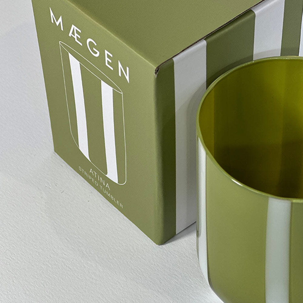 Stripe Glass Tumbler in Olive