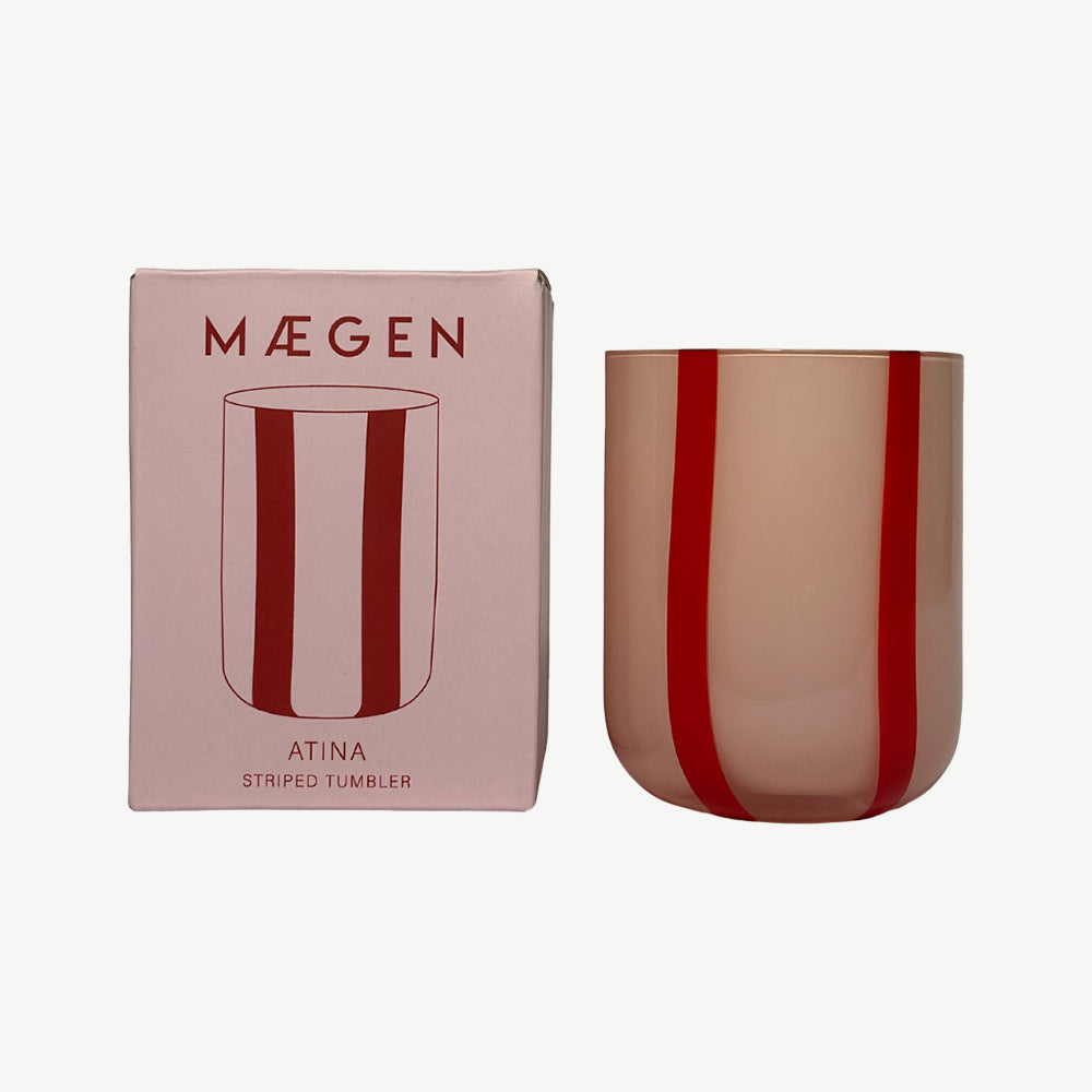Stripe Glass Tumbler in Pink