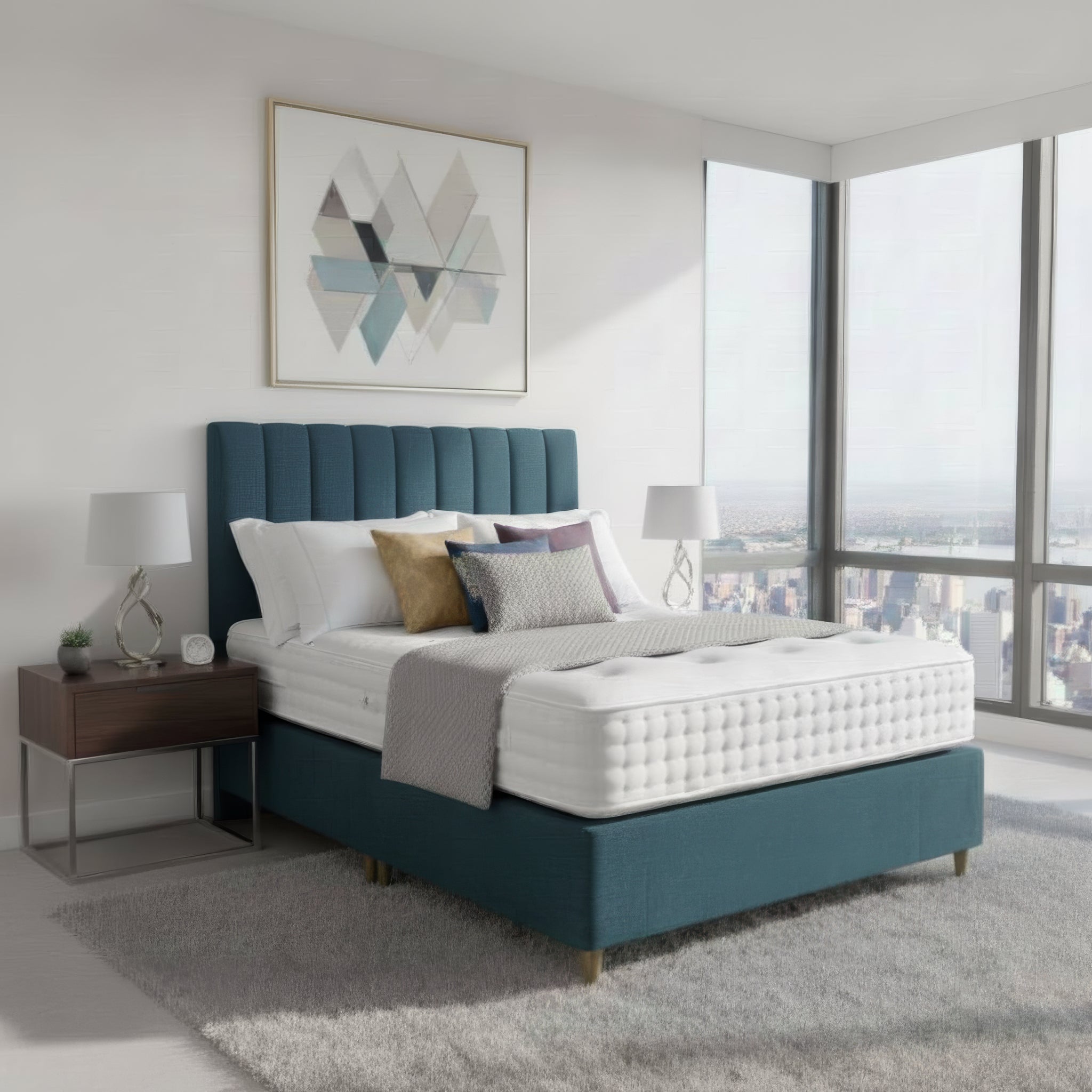 Arighi Bianchi Leg Bed Base in Daytona Ocean