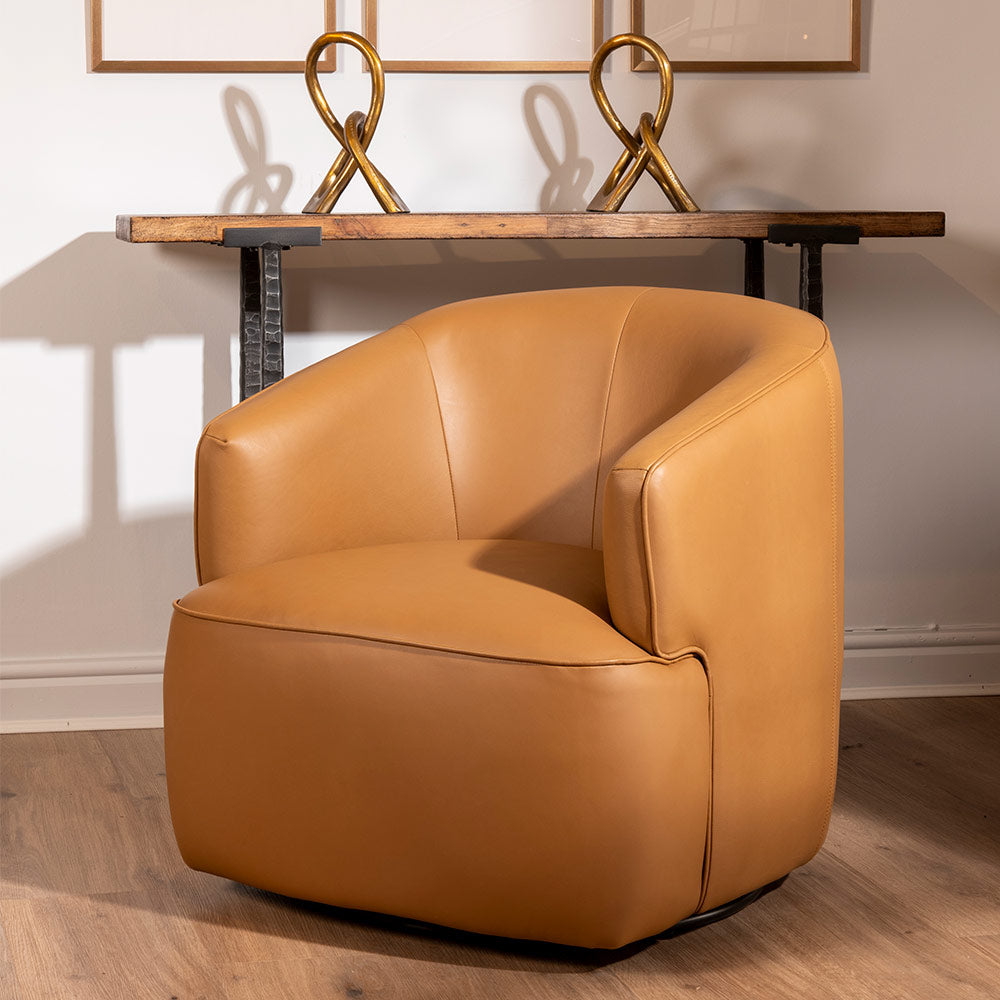 Bexley Swivel Chair in Camel