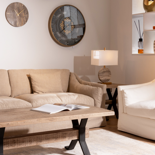 Chic marble table lamp with white linen shade