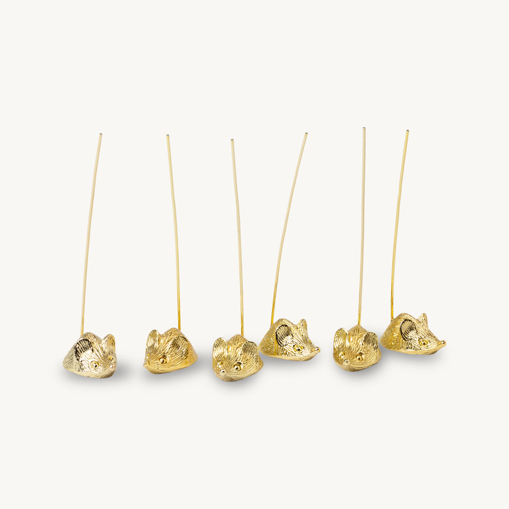 The Gloria Gold Metal Mice Cheese Picks
