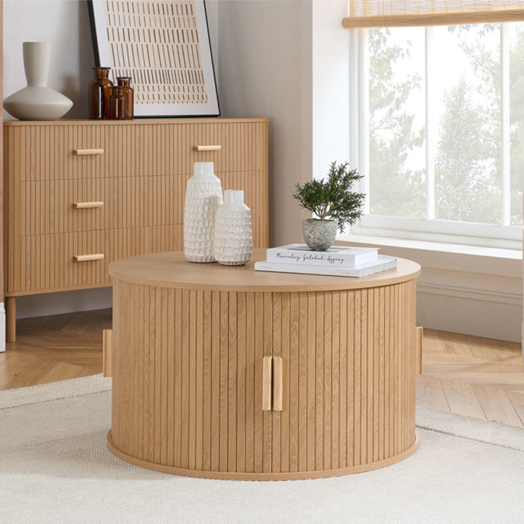 Tiffany Round Fluted Storage Coffee Table