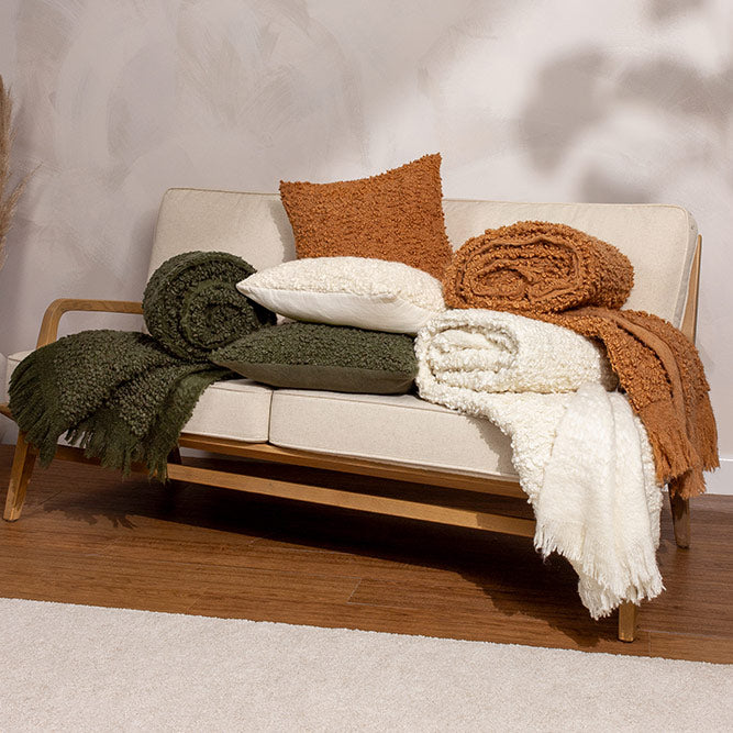 Flocked Cushion in Ecru