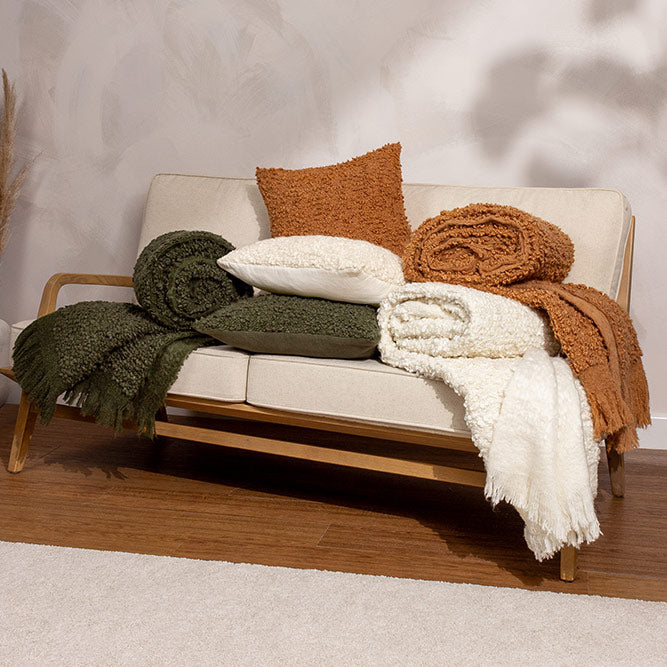 Flocked Throw in Lichen