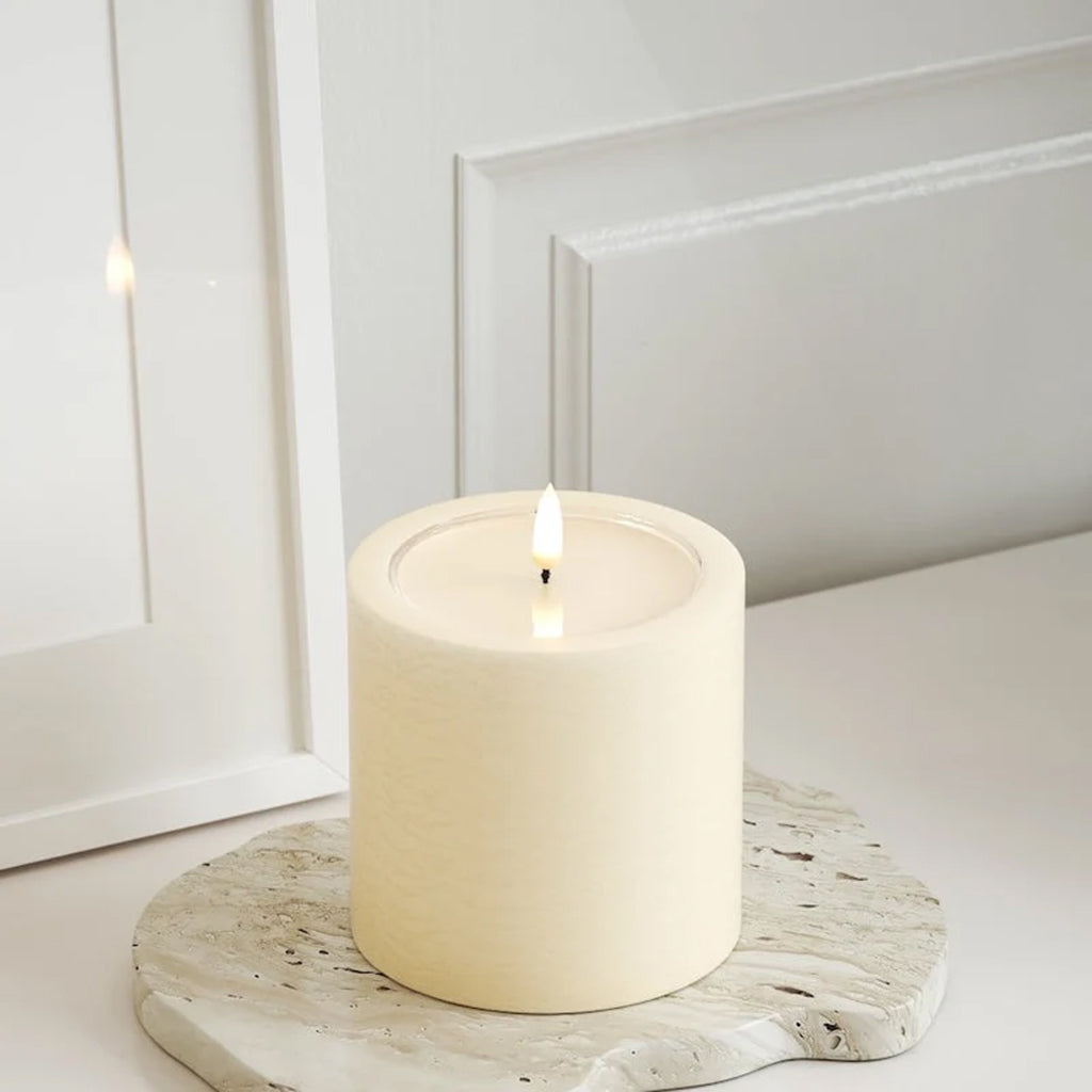 Unique LED Cream Pillar Candle