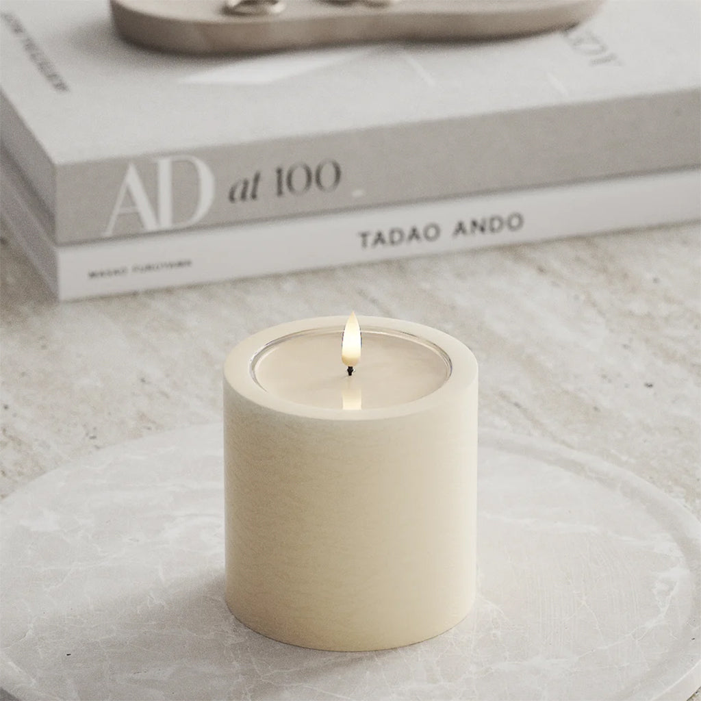 Unique LED Cream Pillar Candle