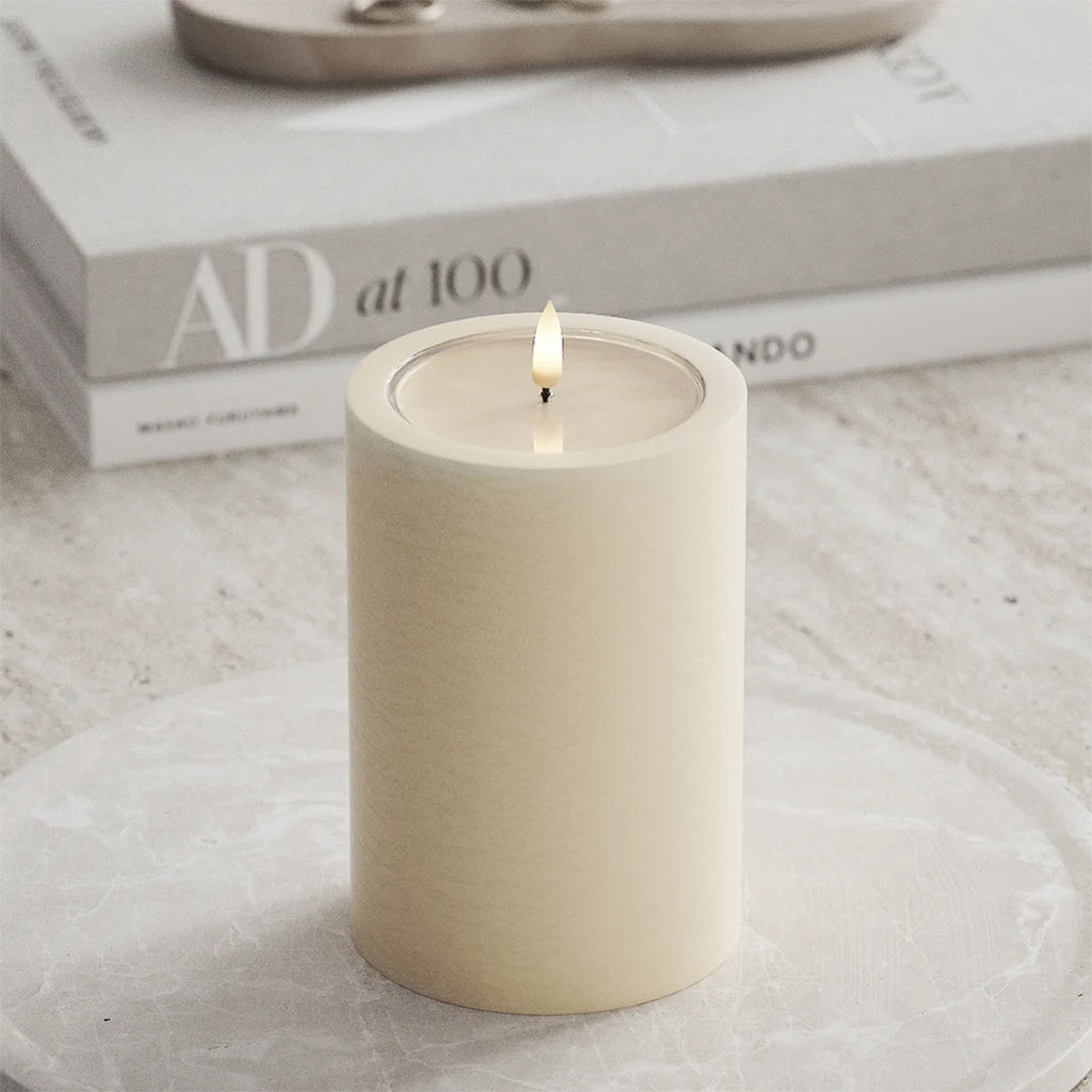 Unique LED Cream Pillar Candle