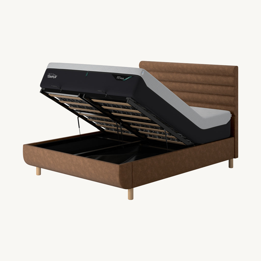 TEMPUR® Arc Ottoman Bed with Vectra Headboard in Brown