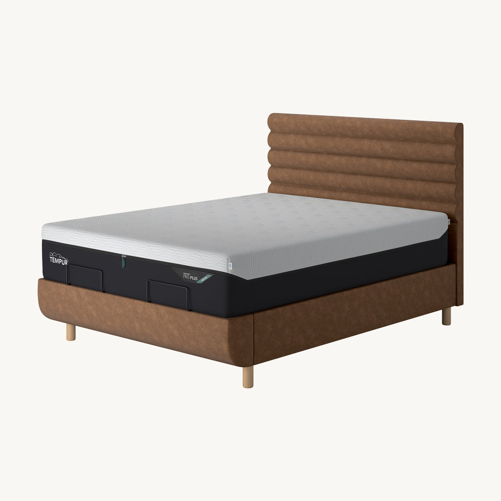 TEMPUR® Arc Static Bed with Vectra Headboard in Light Brown