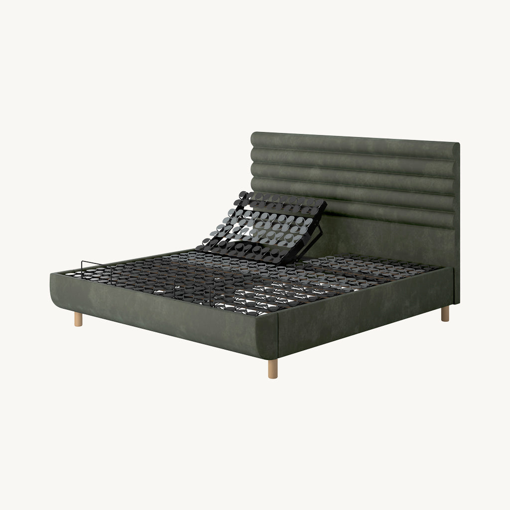 TEMPUR® Arc Adjustable Bed with Vectra Headboard in Green