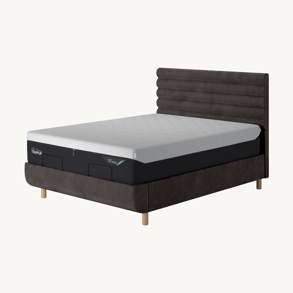 TEMPUR® Arc Static Bed with Vectra Headboard in Dark Grey