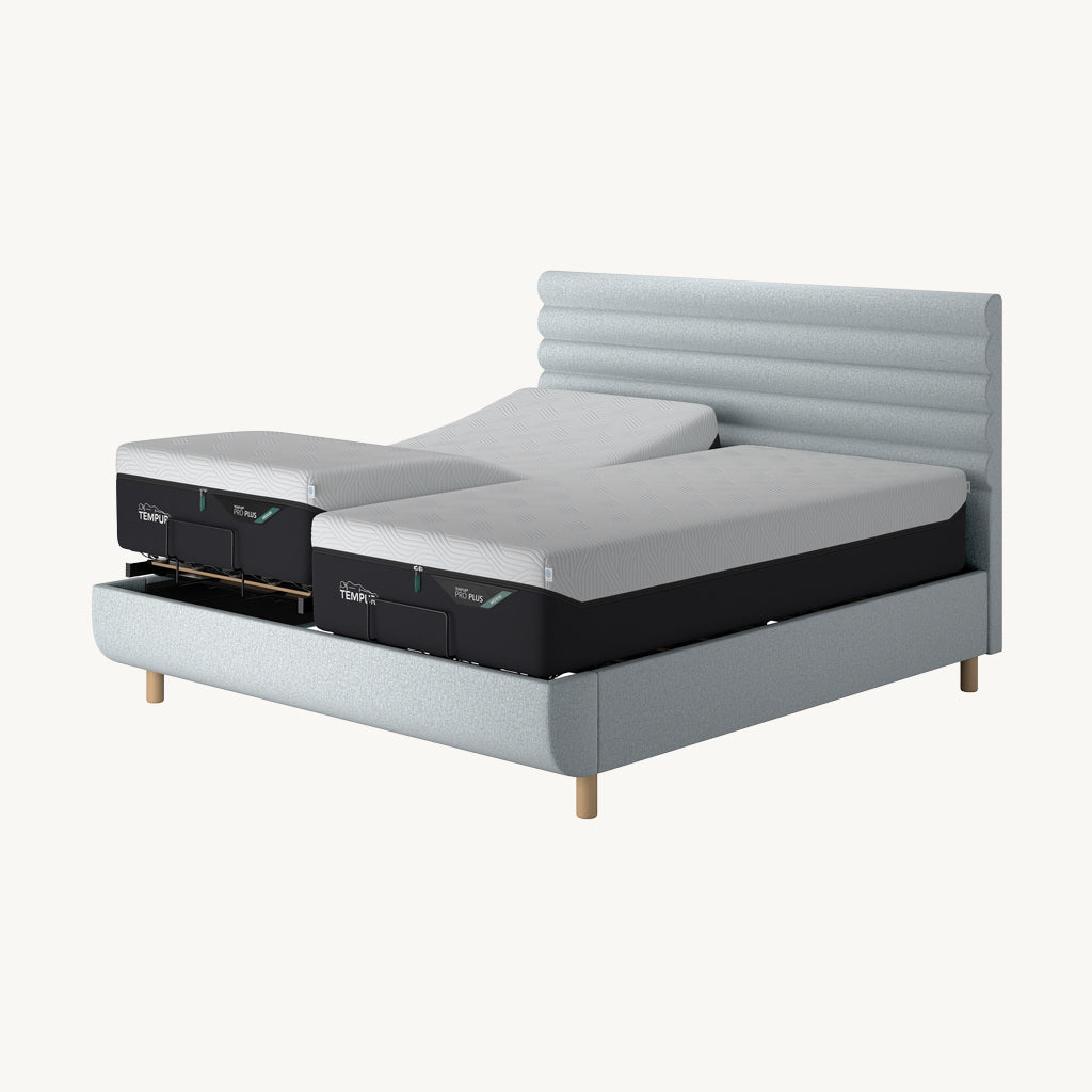 TEMPUR® Arc Adjustable Bed with Vectra Headboard in Light Grey
