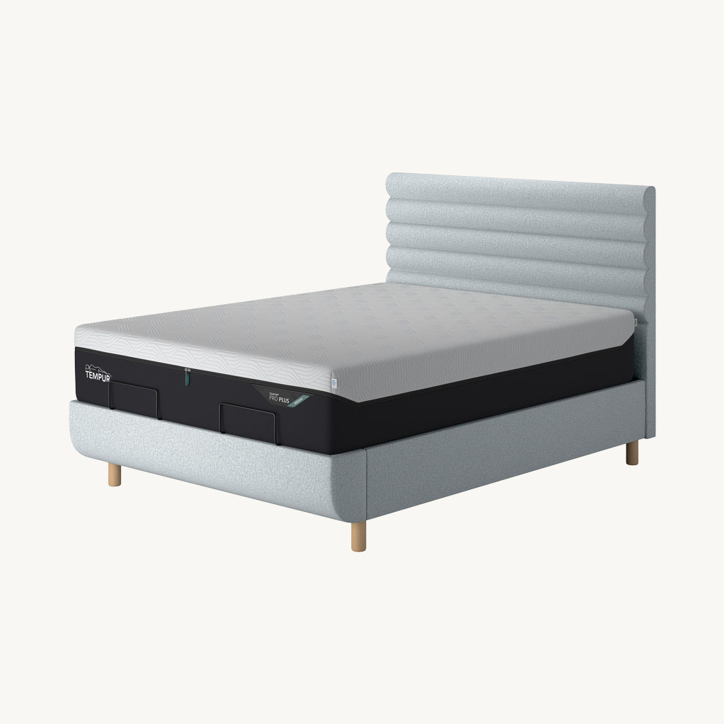 TEMPUR® Arc Static Bed with Vectra Headboard in Light Grey