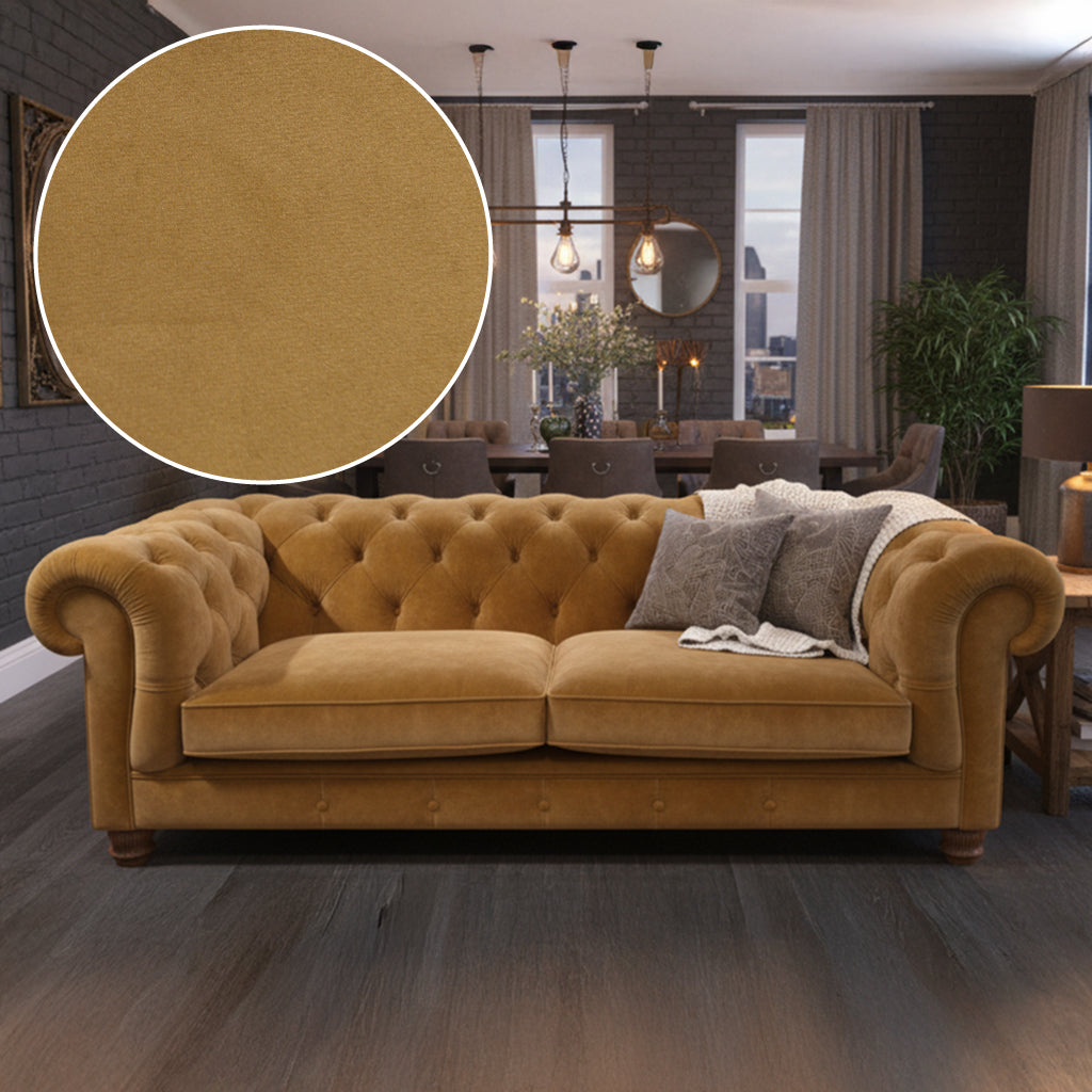 Britannia Velvet Sofa in Old Gold