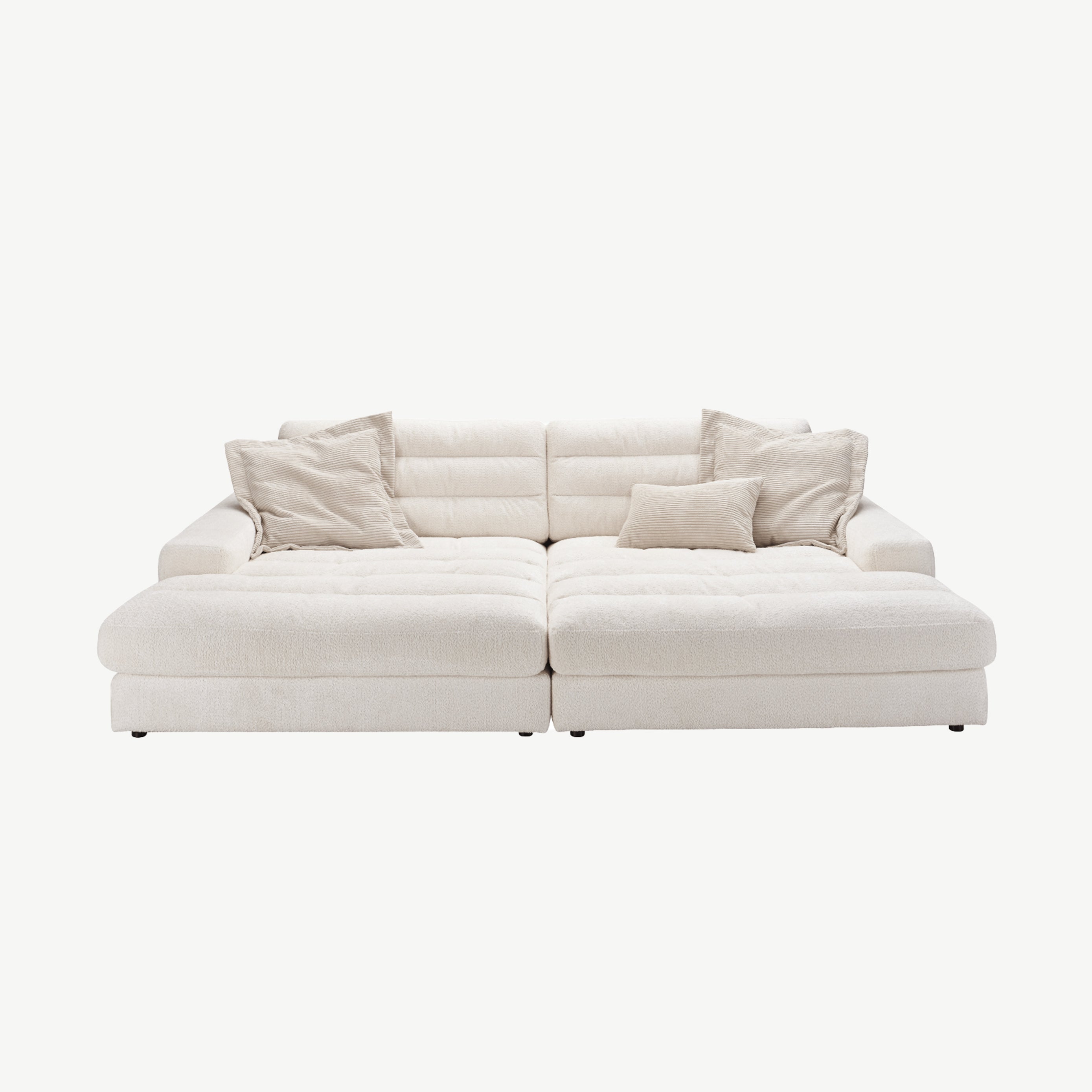 Luxurious chaise longue sofa in cream textured fabric
