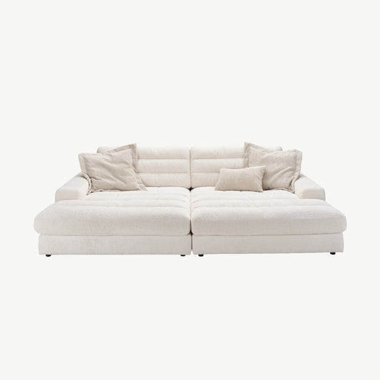 Luxurious chaise longue sofa in cream textured fabric