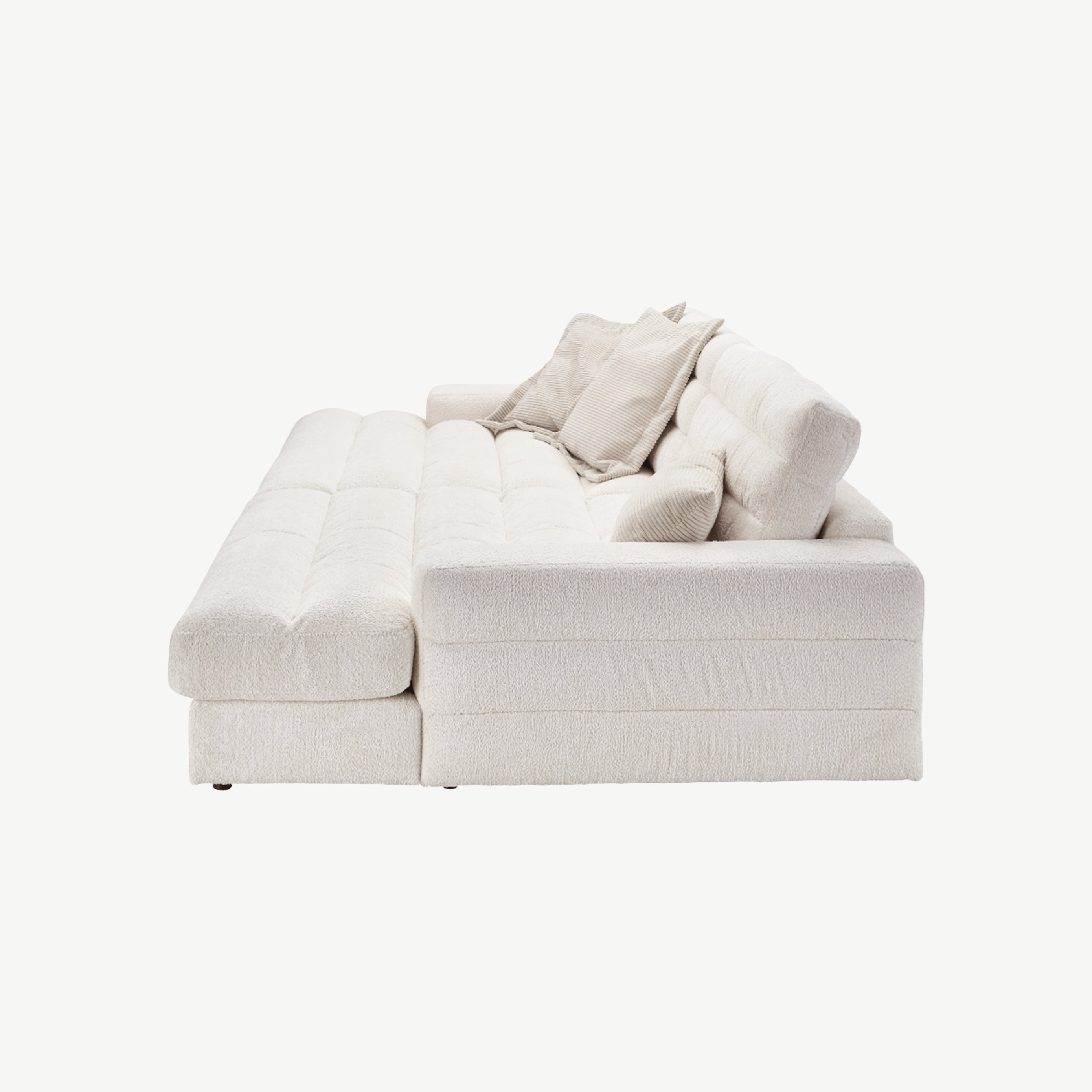 Luxurious chaise longue sofa in cream textured fabric