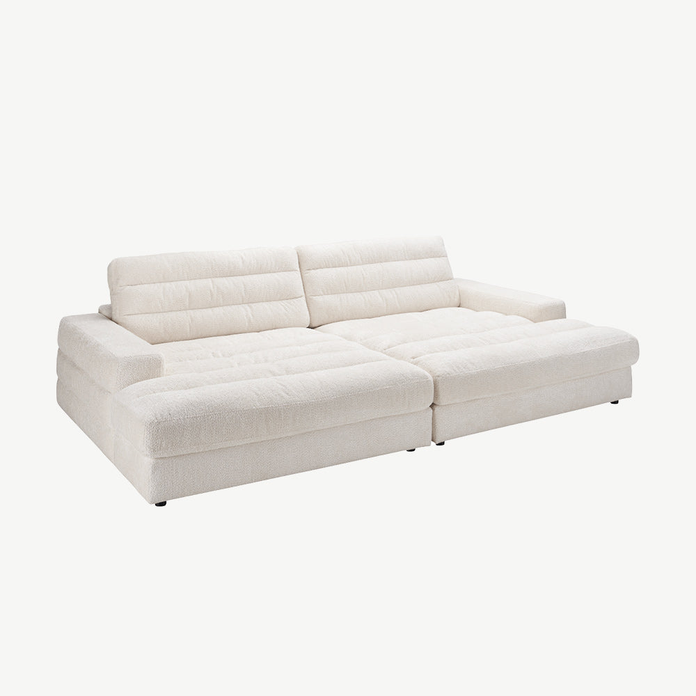 Luxurious chaise longue sofa in cream textured fabric
