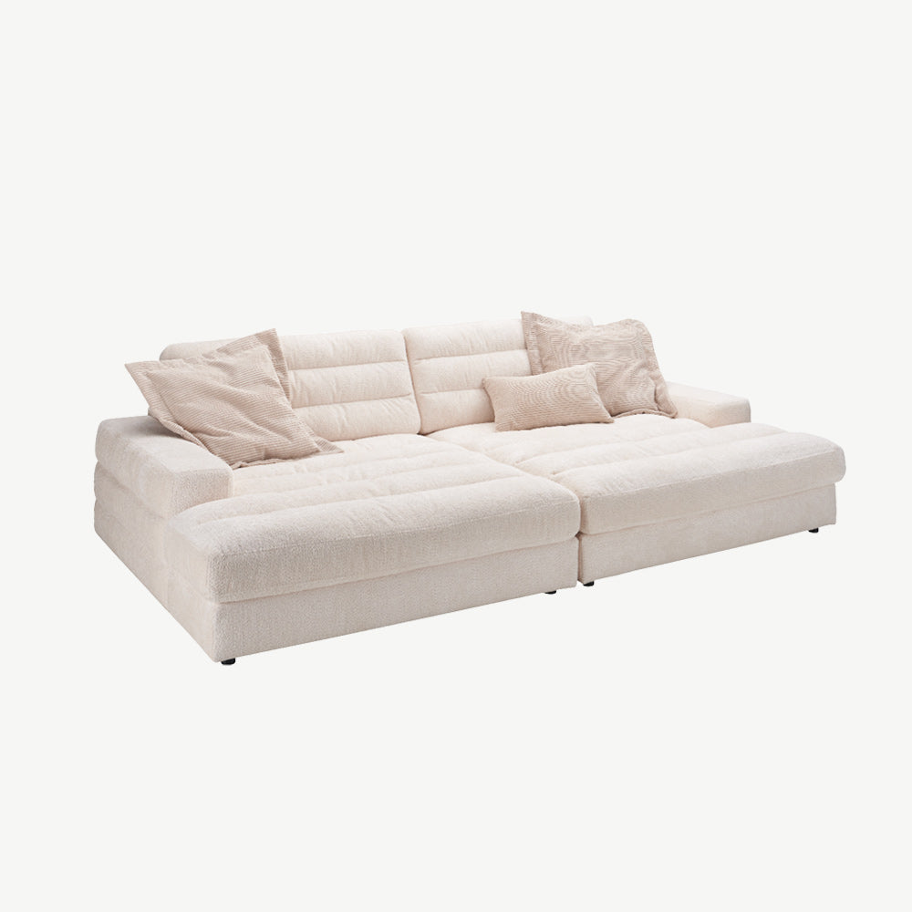 Luxurious chaise longue sofa in cream textured fabric