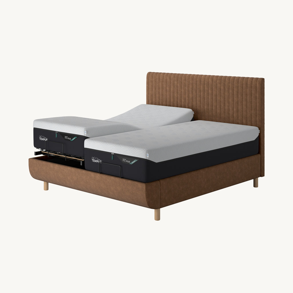 TEMPUR® Arc Adjustable Bed with Vertical Headboard in Brown