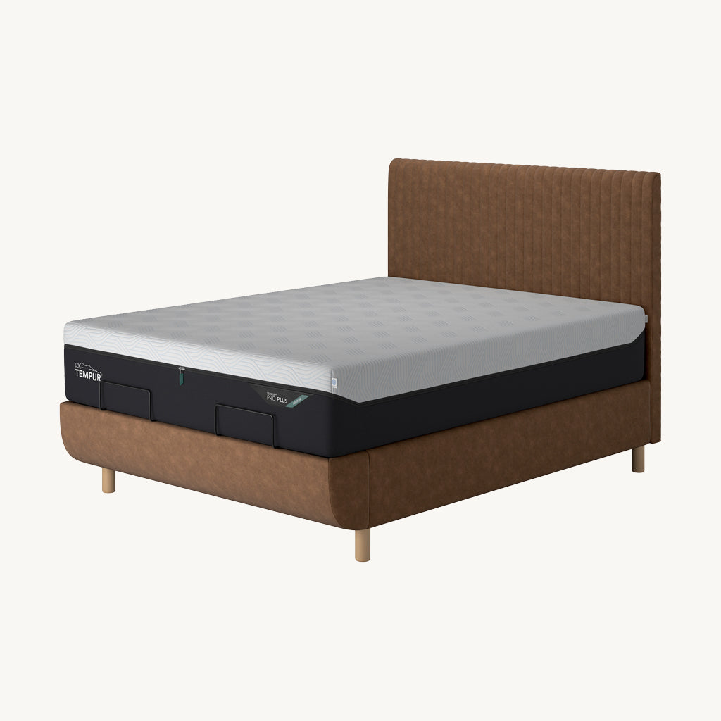 TEMPUR® Arc Static Bed with Vertical Headboard in Brown