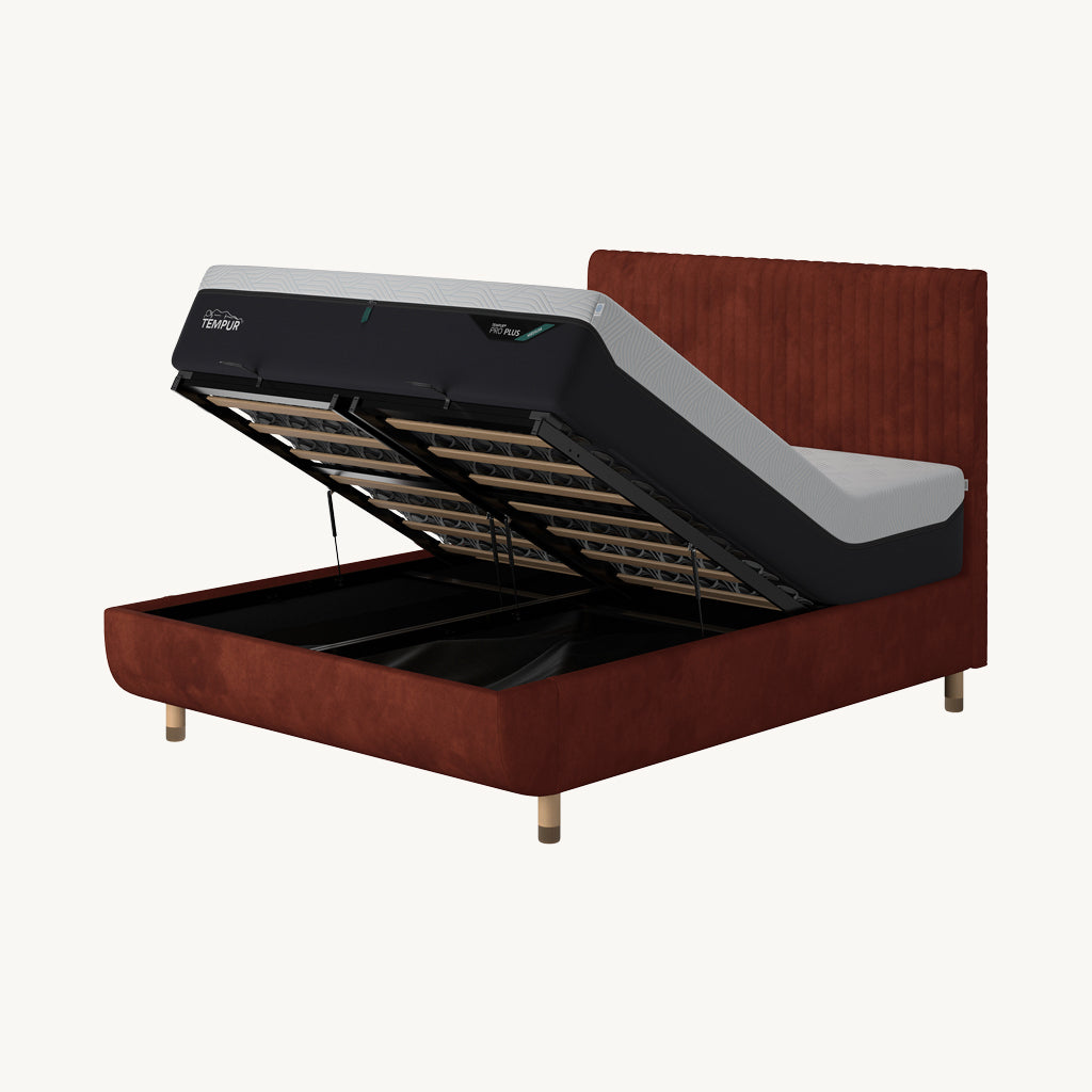 TEMPUR® Arc Ottoman Bed with Vertical Headboard in Copper