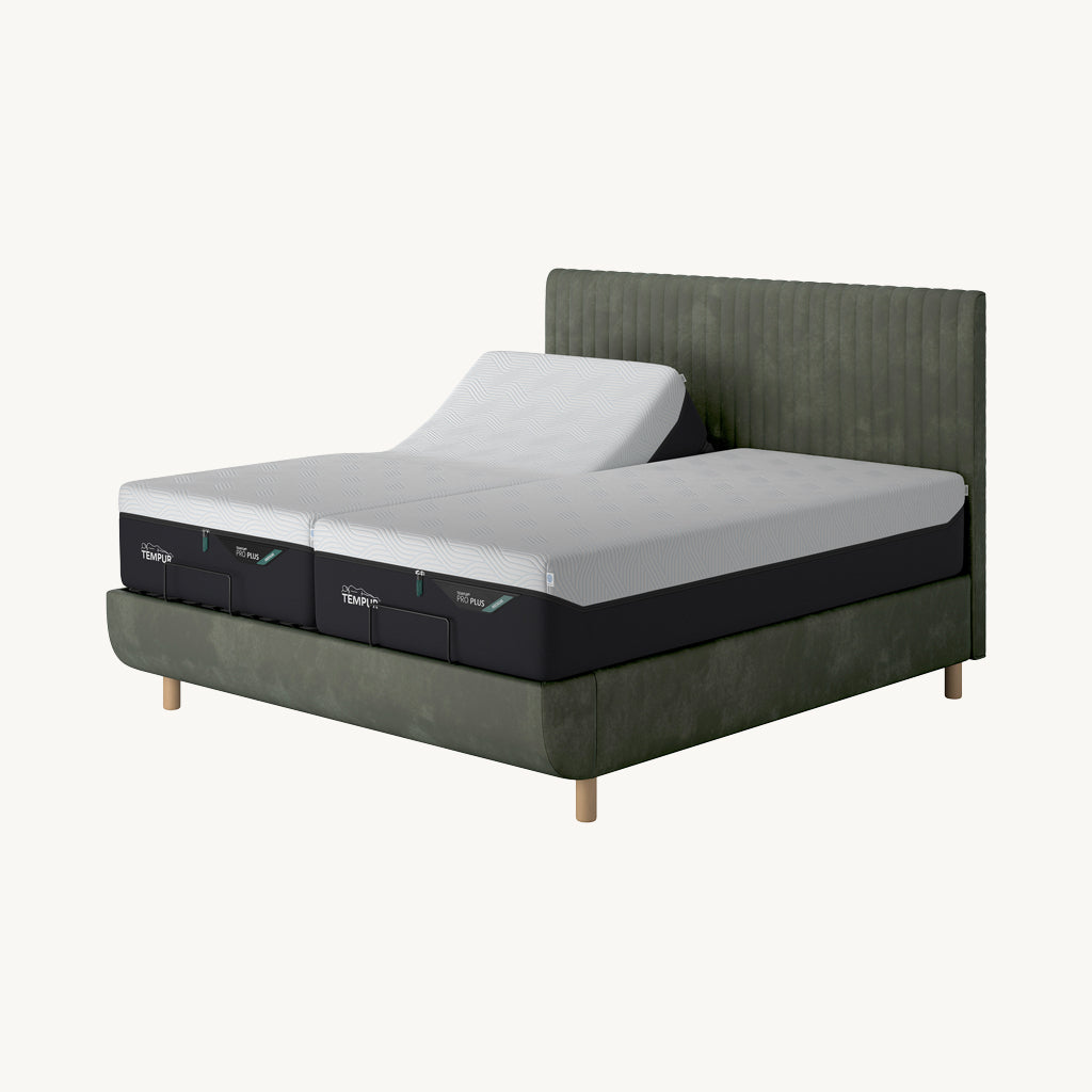 TEMPUR® Arc Adjustable Bed with Vertical Headboard in Dark Green