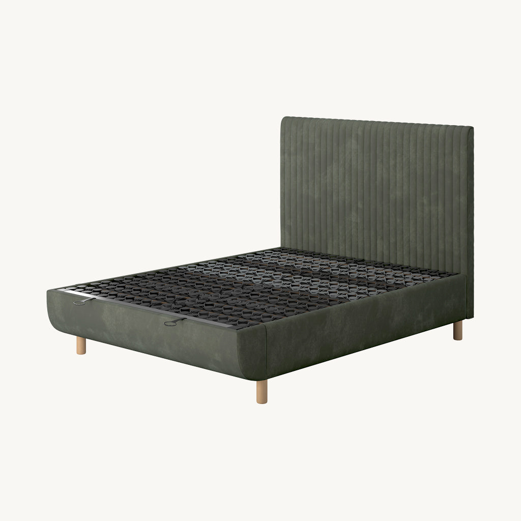 TEMPUR® Arc Ottoman Bed with Vertical Headboard in Dark Green
