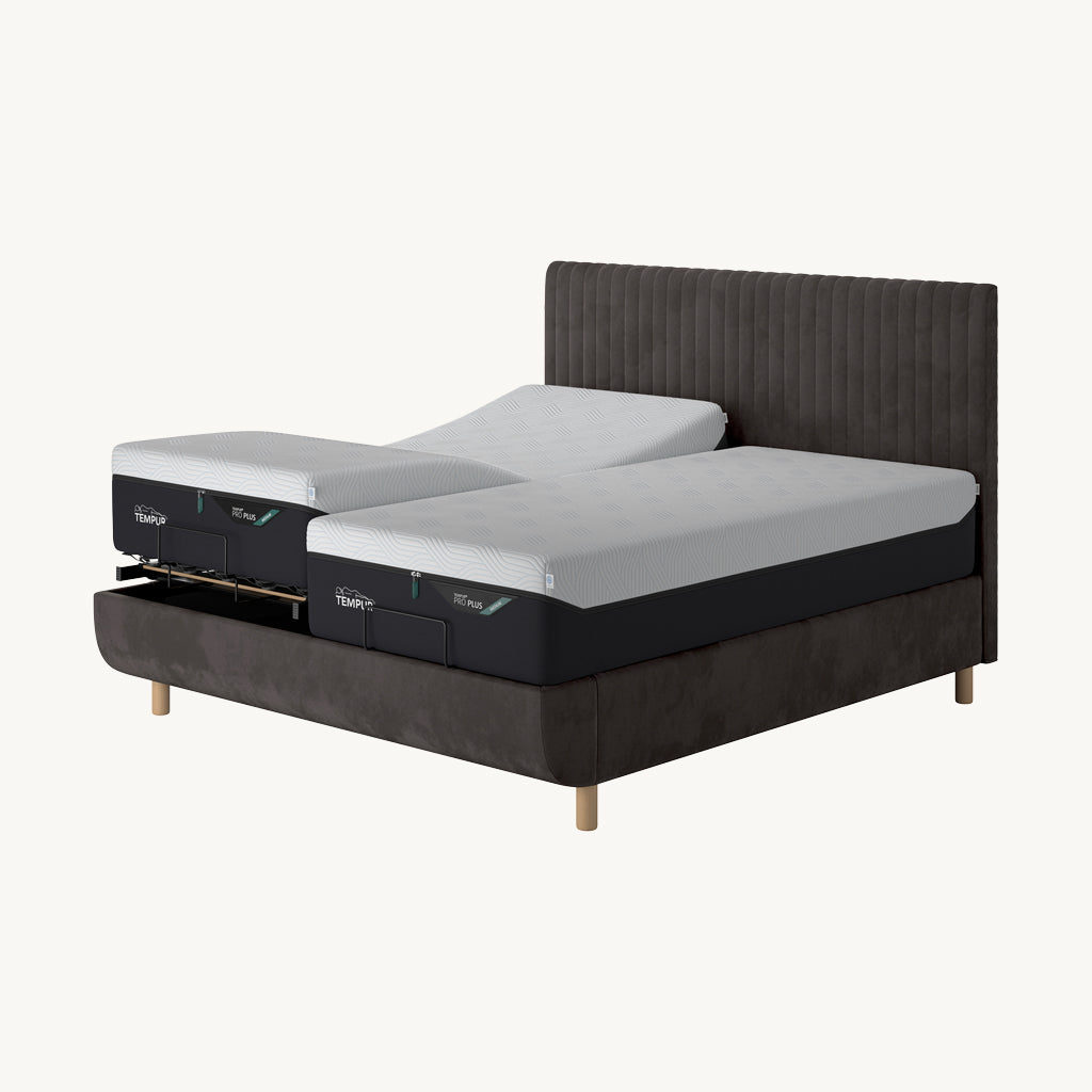 TEMPUR® Arc Adjustable Bed with Vertical Headboard in Dark Grey