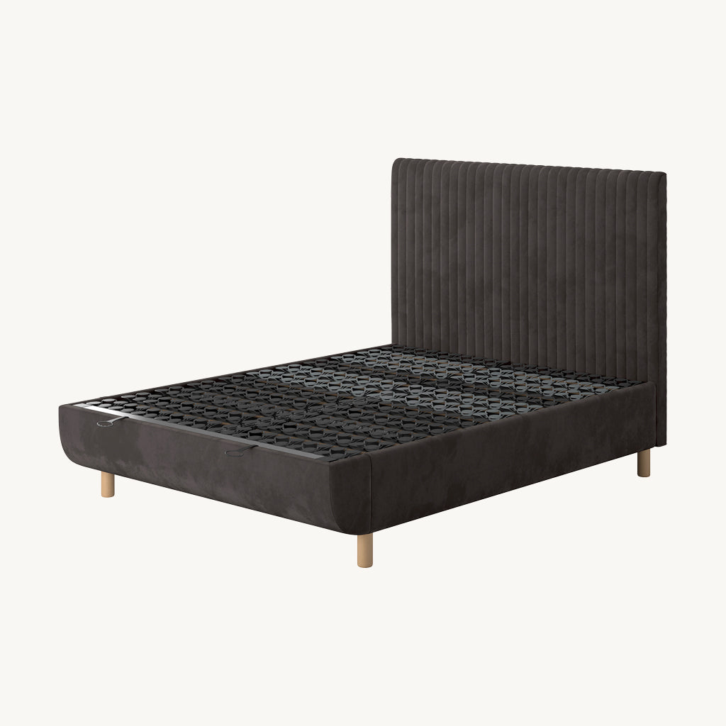 TEMPUR® Arc Ottoman Bed with Vertical Headboard in Dark Grey