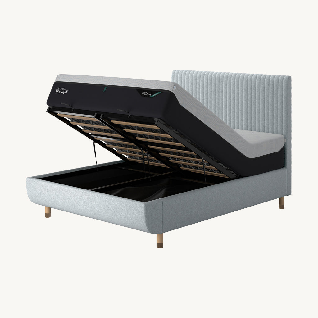 TEMPUR® Arc Ottoman Bed with Vertical Headboard in Stone