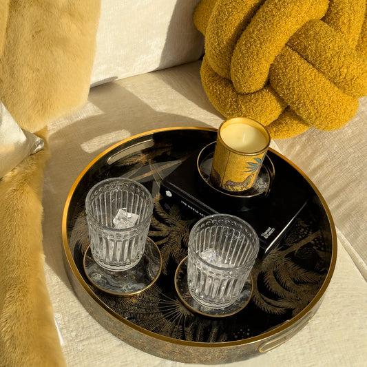 Vintage-Inspired Palm Pattern Tray