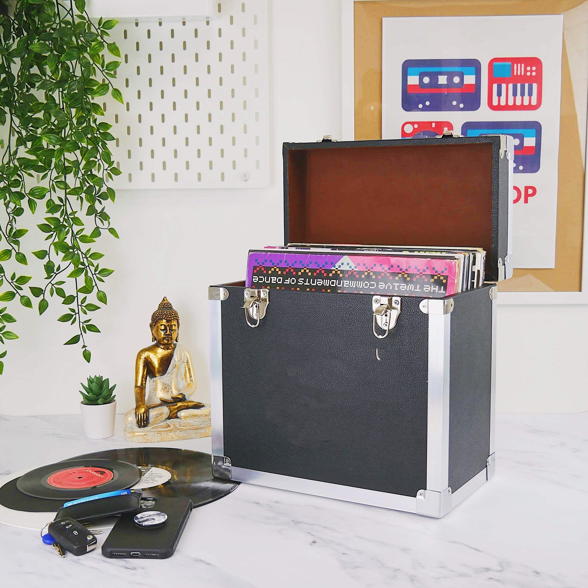 Vinyl Record Storage Box in Black