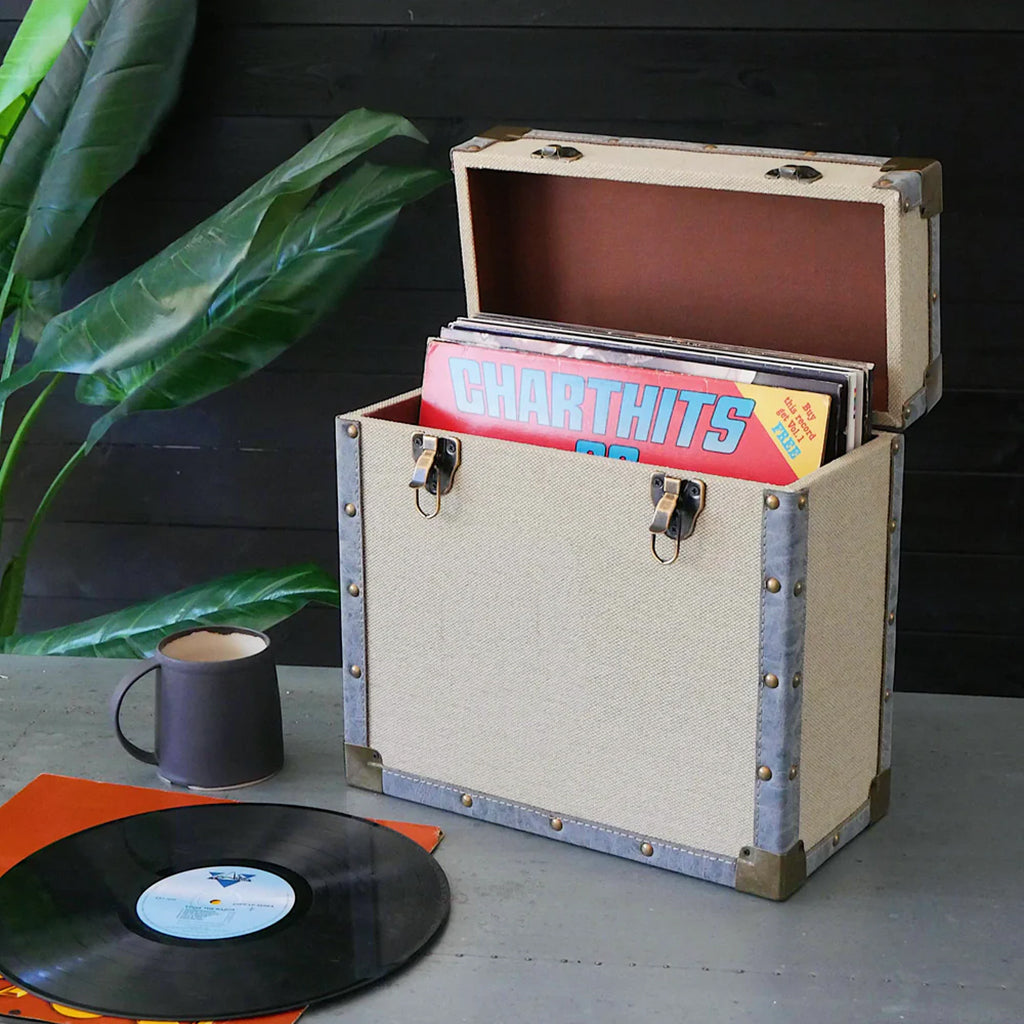 Vinyl Record Storage Box in Cream