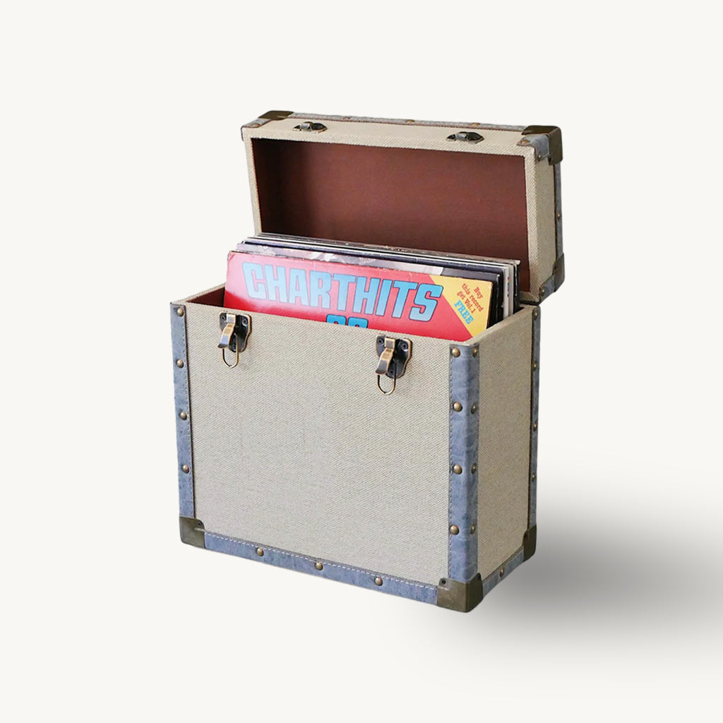 Vinyl Record Storage Box in Cream