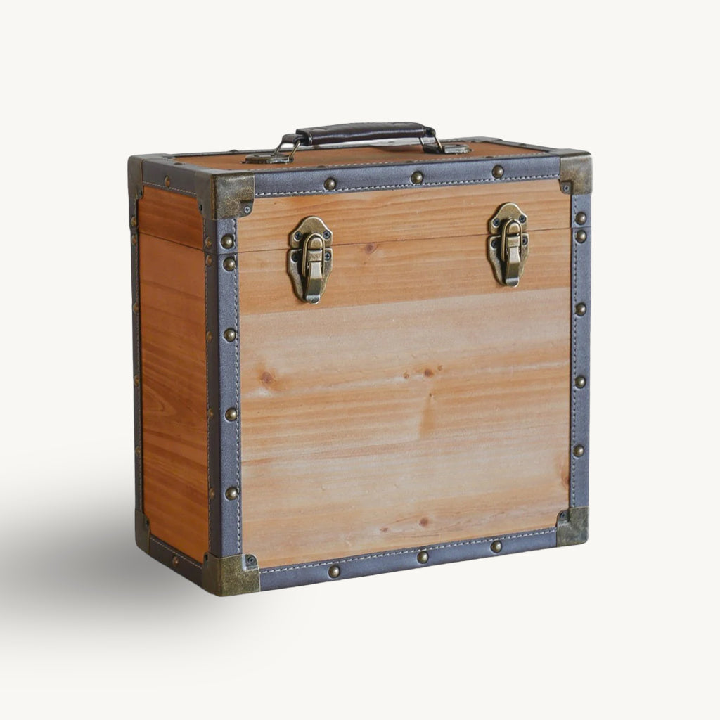Vinyl Record Storage Box in Dark Brown